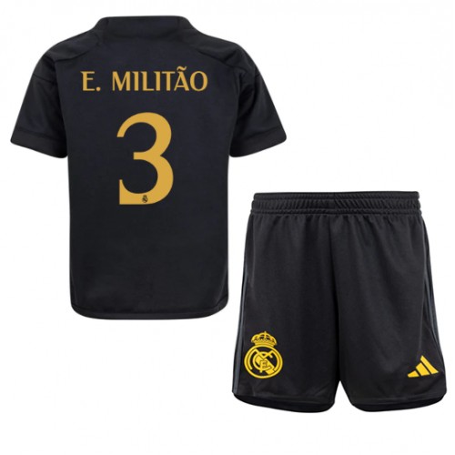 Fotballdrakt Barn Real Madrid Eder Militao #3 Tredjedraktsett 2023-24 Kortermet (+ Korte bukser)
